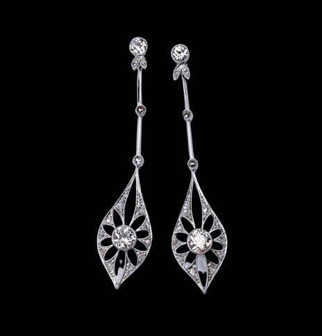 Antique Edwardian Old Cut Diamond Drop Earrings, Circa 1900