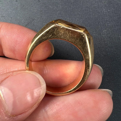 French Retro 6.05ct Citrine and Gold Tank Ring