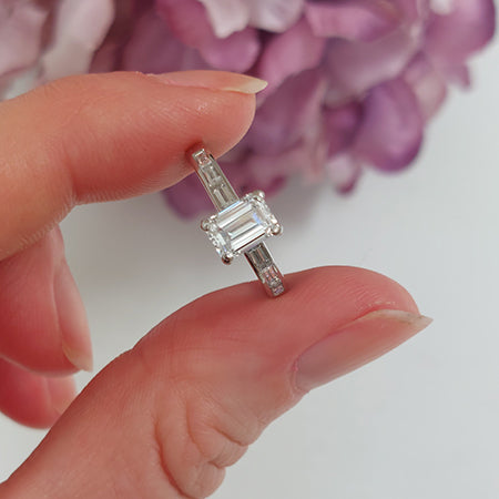 GIA Certified 1.03ct Emerald Cut Diamond Solitaire Engagement Ring in Platinum