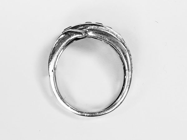 Vintage 1940s Emerald and Diamond Asymmetric Geometric Band Ring