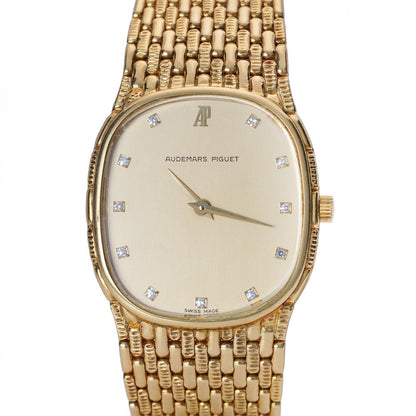 Vintage Audemars Piguet 18ct Yellow Gold Unisex Watch with Diamond Hour Markers