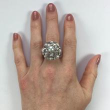 Cats Eye Moonstone, Pearl and Diamond Cluster Bombe Cocktail Ring, in 18ct white gold