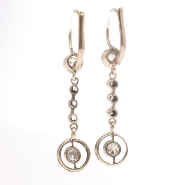 Antique Victorian 0.52ct Old Cut Diamond Drop Earrings