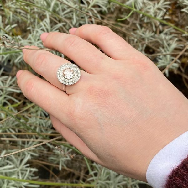 Antique Art Deco Rose Cut Diamond Platinum Ring
