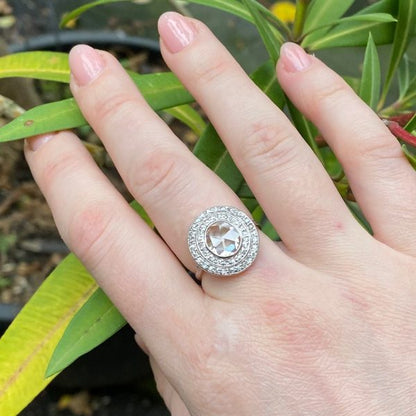 Antique Art Deco Rose Cut Diamond Platinum Ring