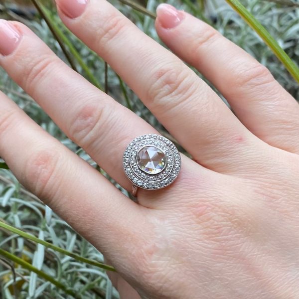 Antique Art Deco Rose Cut Diamond Platinum Ring