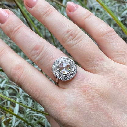 Antique Art Deco Rose Cut Diamond Platinum Ring