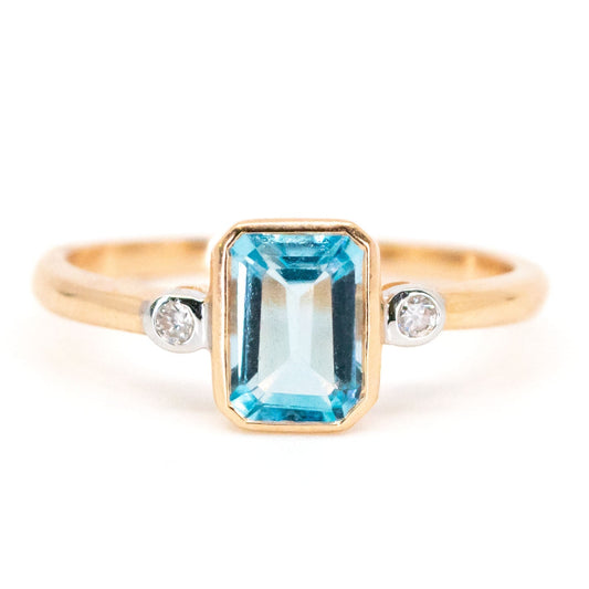 Diamond Topaz 9ct Rectangle-Shape Engagement Ring 