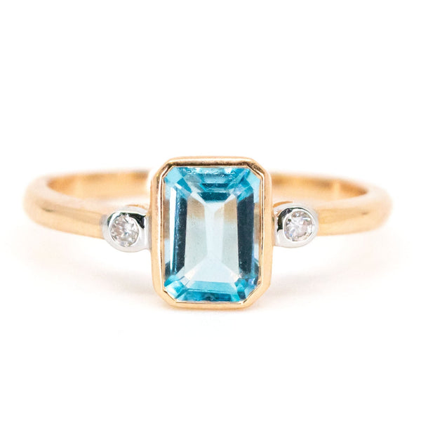 Diamond Topaz 9ct Rectangle-Shape Engagement Ring 