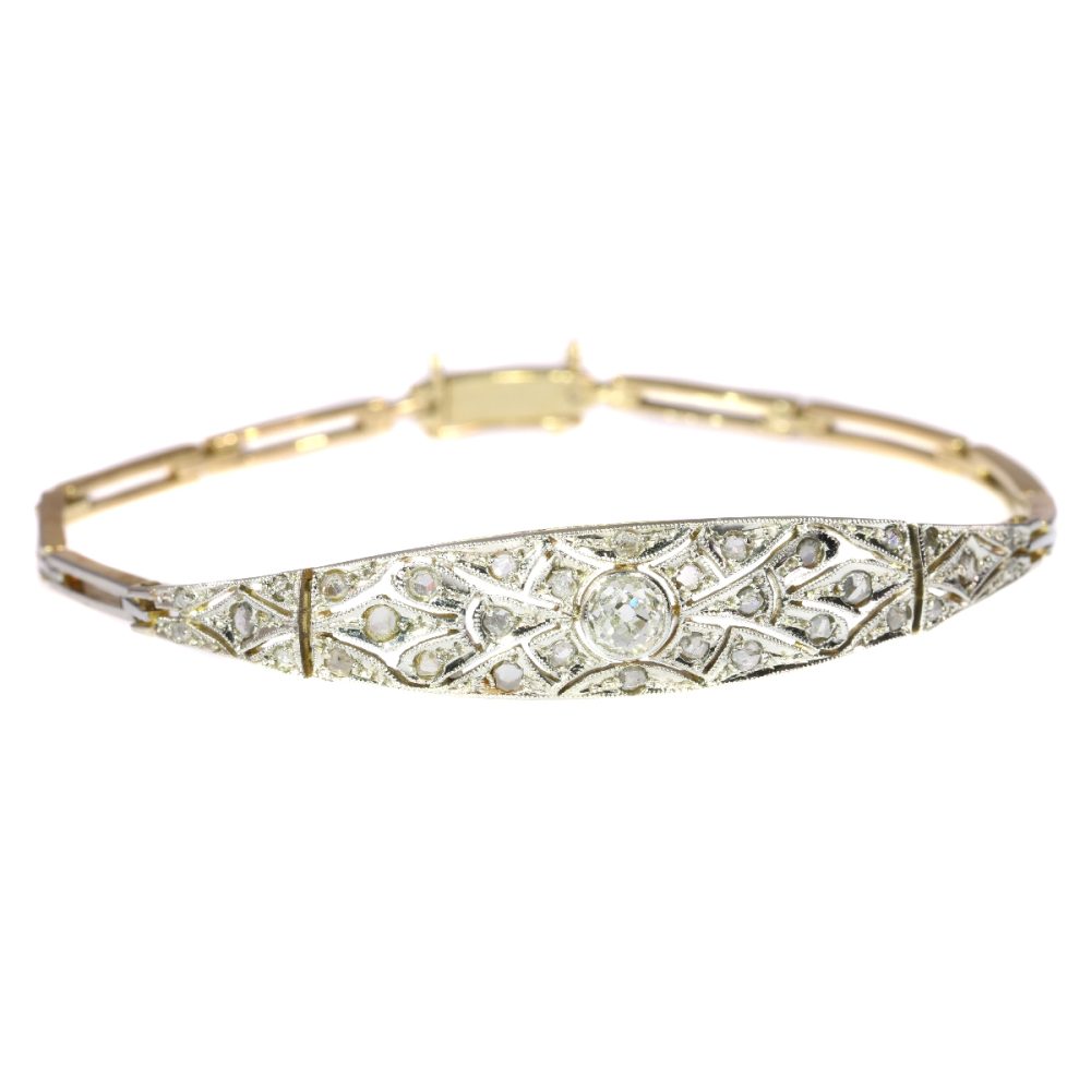 Antique Art Deco Diamond Bracelet in 18ct Yellow and White Gold