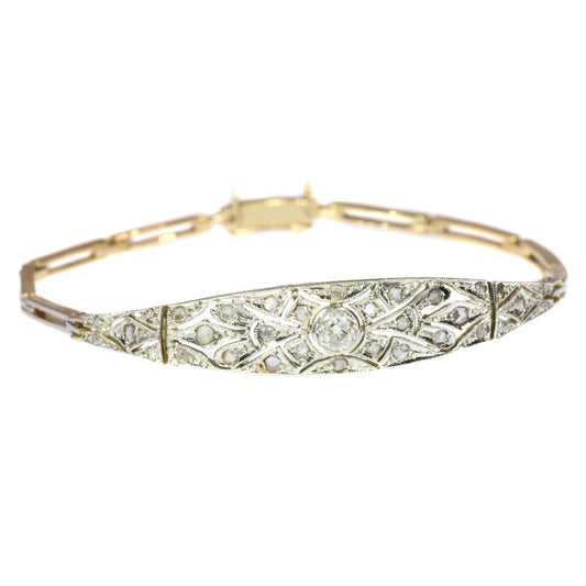 Antique Art Deco Diamond Bracelet in 18ct Yellow and White Gold