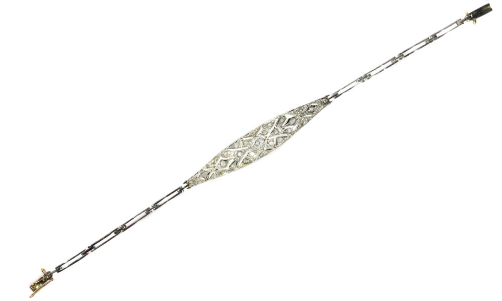 Antique Art Deco Diamond Bracelet in 18ct Yellow and White Gold