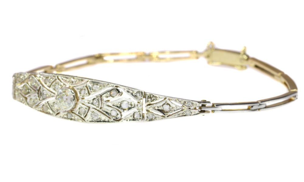 Antique Art Deco Diamond Bracelet in 18ct Yellow and White Gold
