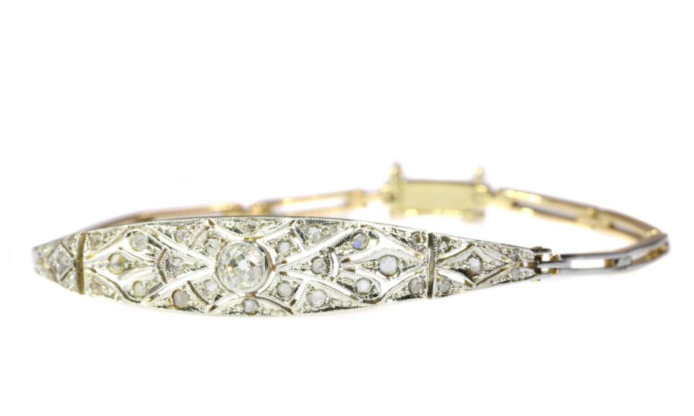 Antique Art Deco Diamond Bracelet in 18ct Yellow and White Gold