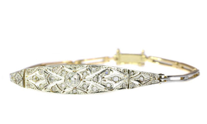 Antique Art Deco Diamond Bracelet in 18ct Yellow and White Gold