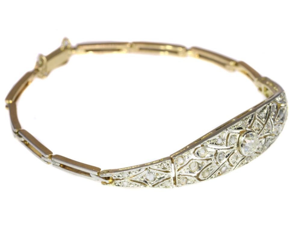 Antique Art Deco Diamond Bracelet in 18ct Yellow and White Gold
