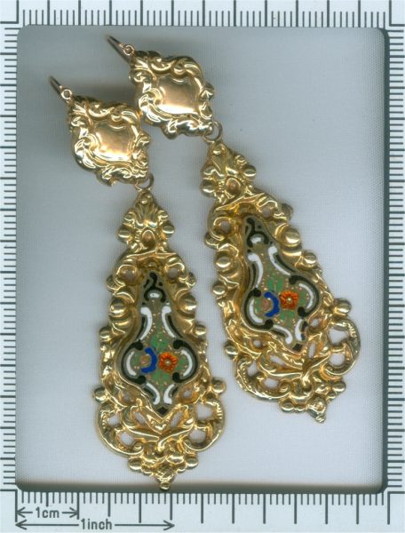 Antique Victorian Enamelled Gold Earrings