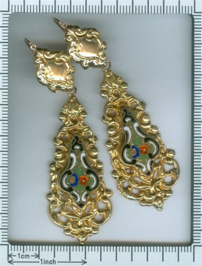 Antique Victorian Enamelled Gold Earrings