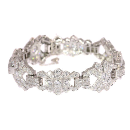 Vintage 1950s Platinum Diamond Bracelet Art Deco Style
