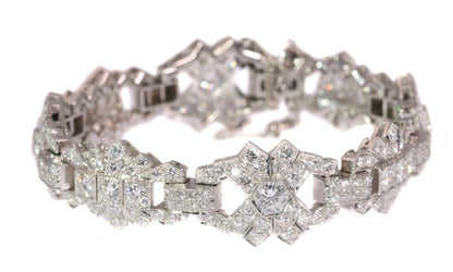 Vintage 1950s Platinum Diamond Bracelet Art Deco Style