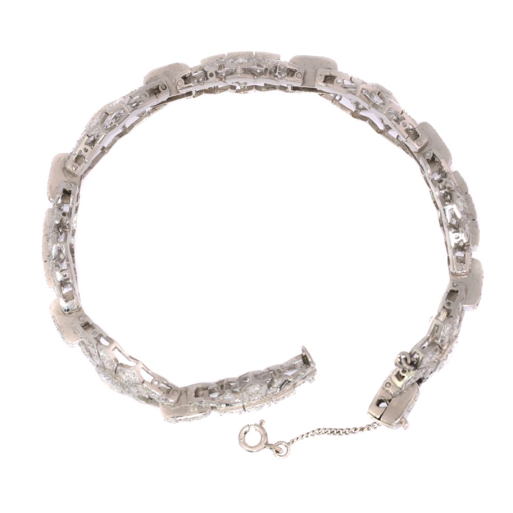Vintage 1950s Platinum Diamond Bracelet Art Deco Style