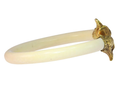 Victorian Historical Ivory Bangle With Gold Eagle's Heads