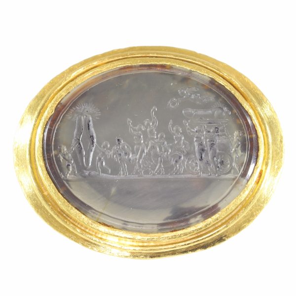 Antique 18th Century "The Triumph of Priapus" Erotic Intaglio Gold Ring