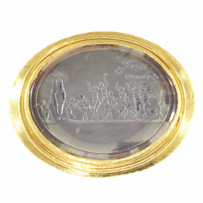 Antique 18th Century "The Triumph of Priapus" Erotic Intaglio Gold Ring