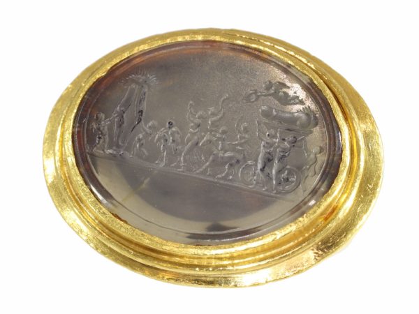 Antique 18th Century "The Triumph of Priapus" Erotic Intaglio Gold Ring