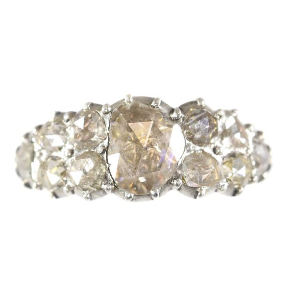 Antique Early Victorian Diamond Ring, 18ct Gold and Silver