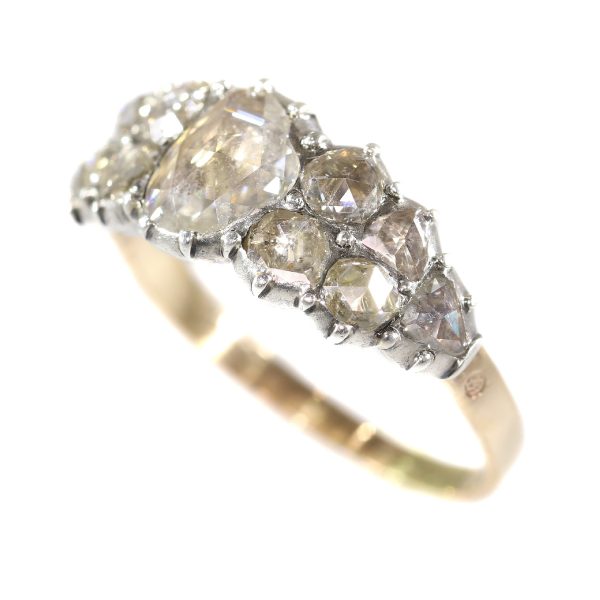 Antique Early Victorian Diamond Ring, 18ct Gold and Silver