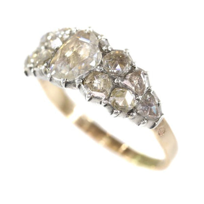 Antique Early Victorian Diamond Ring, 18ct Gold and Silver