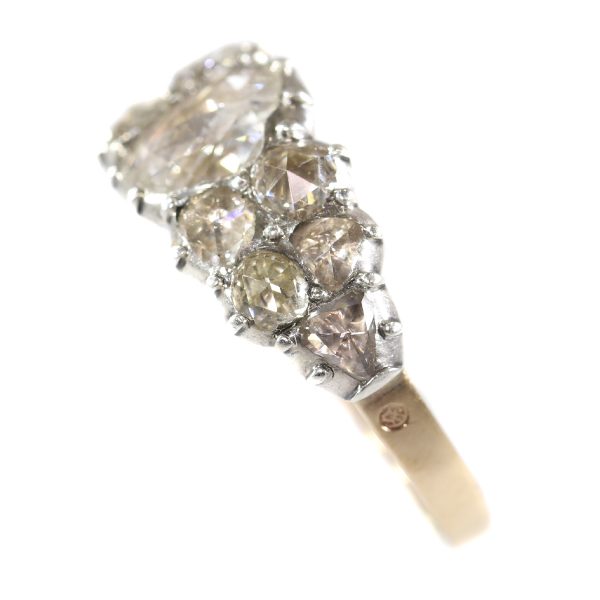 Antique Early Victorian Diamond Ring, 18ct Gold and Silver