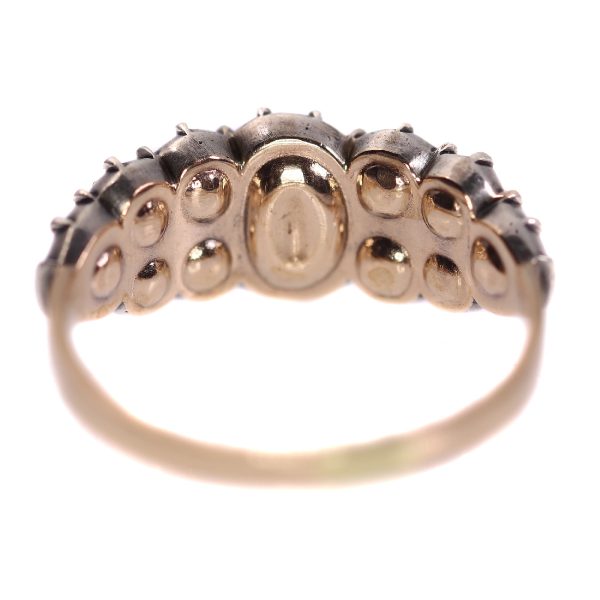 Antique Early Victorian Diamond Ring, 18ct Gold and Silver