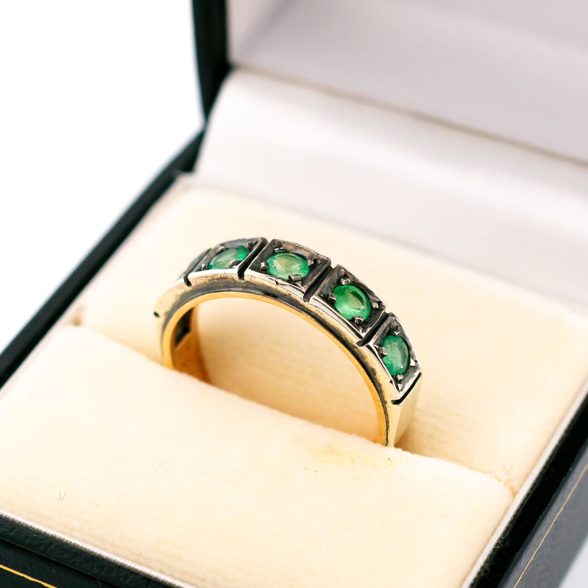 Emerald 9ct Row Ring