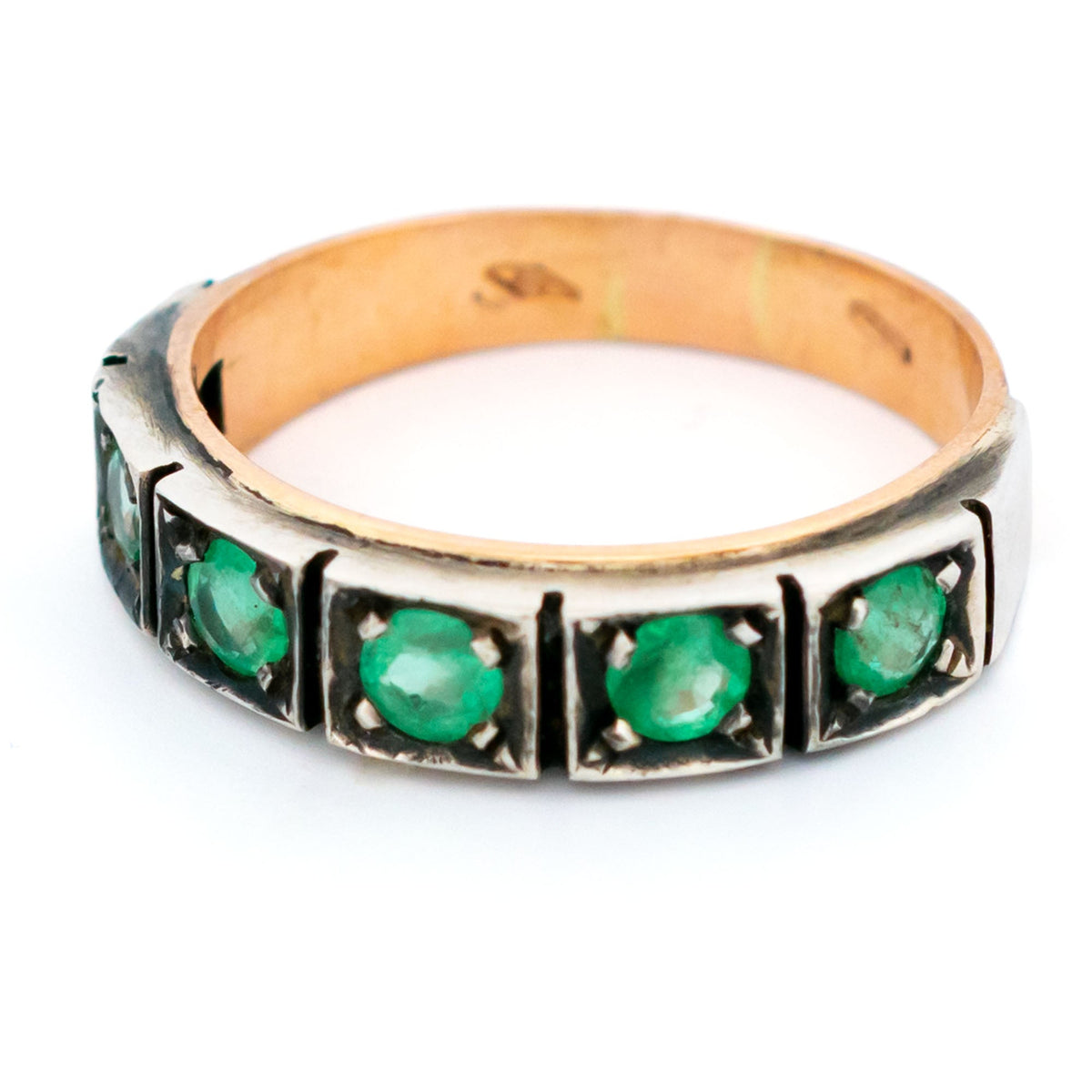 Emerald 9ct Row Ring