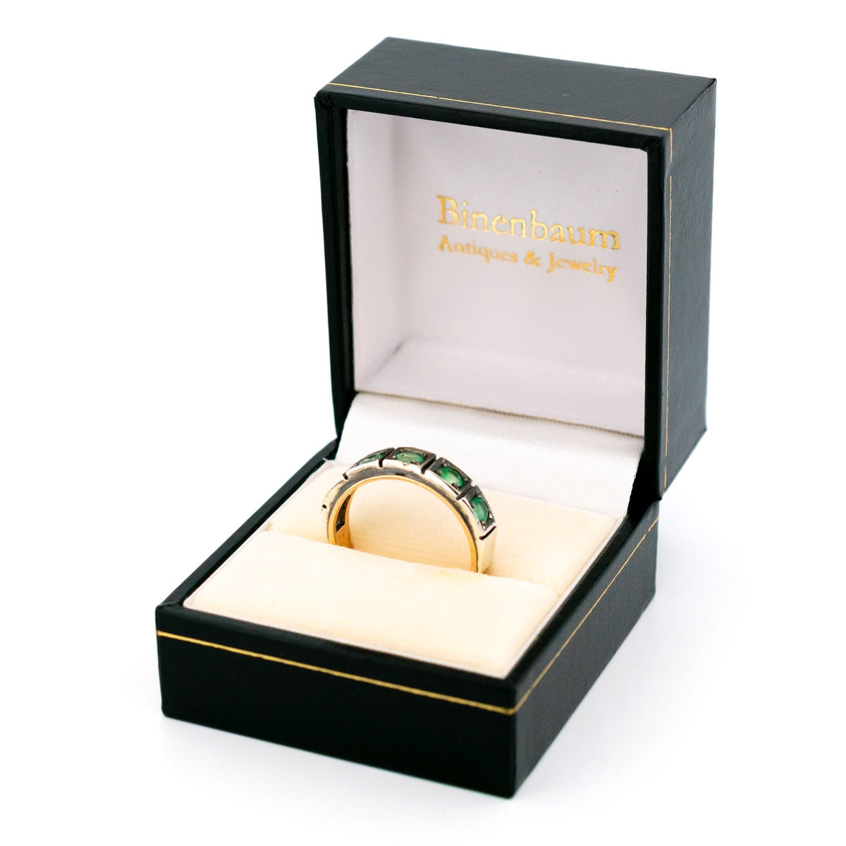 Emerald 9ct Row Ring