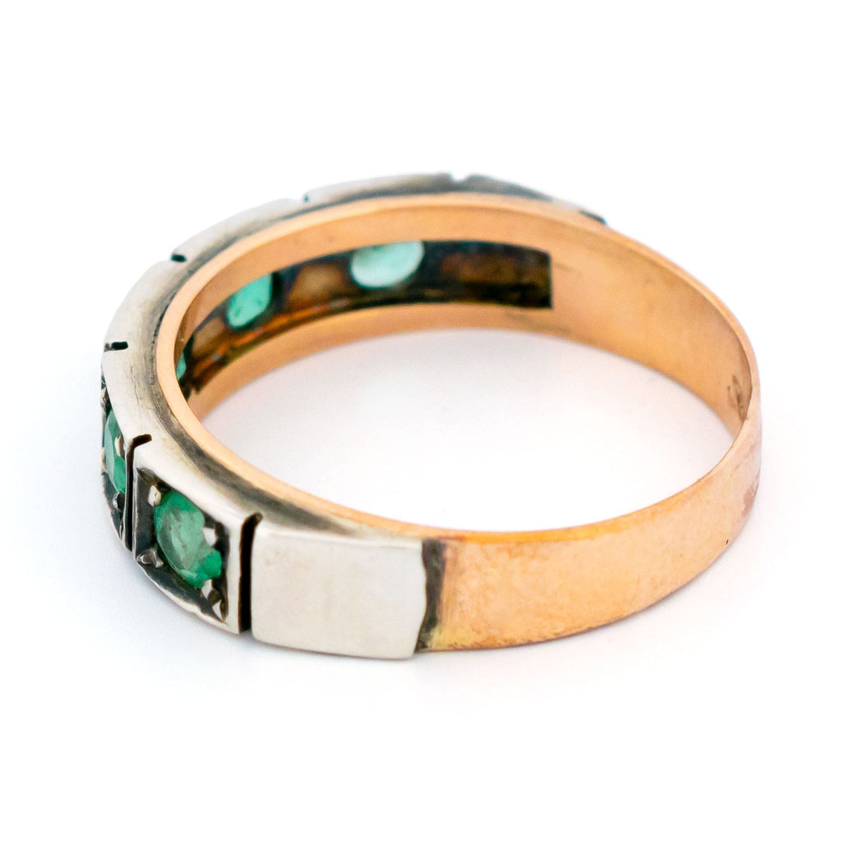 Emerald 9ct Row Ring