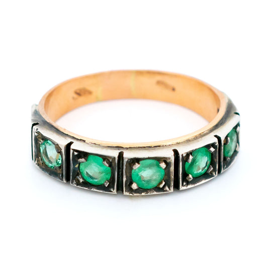 Emerald 9ct Row Ring