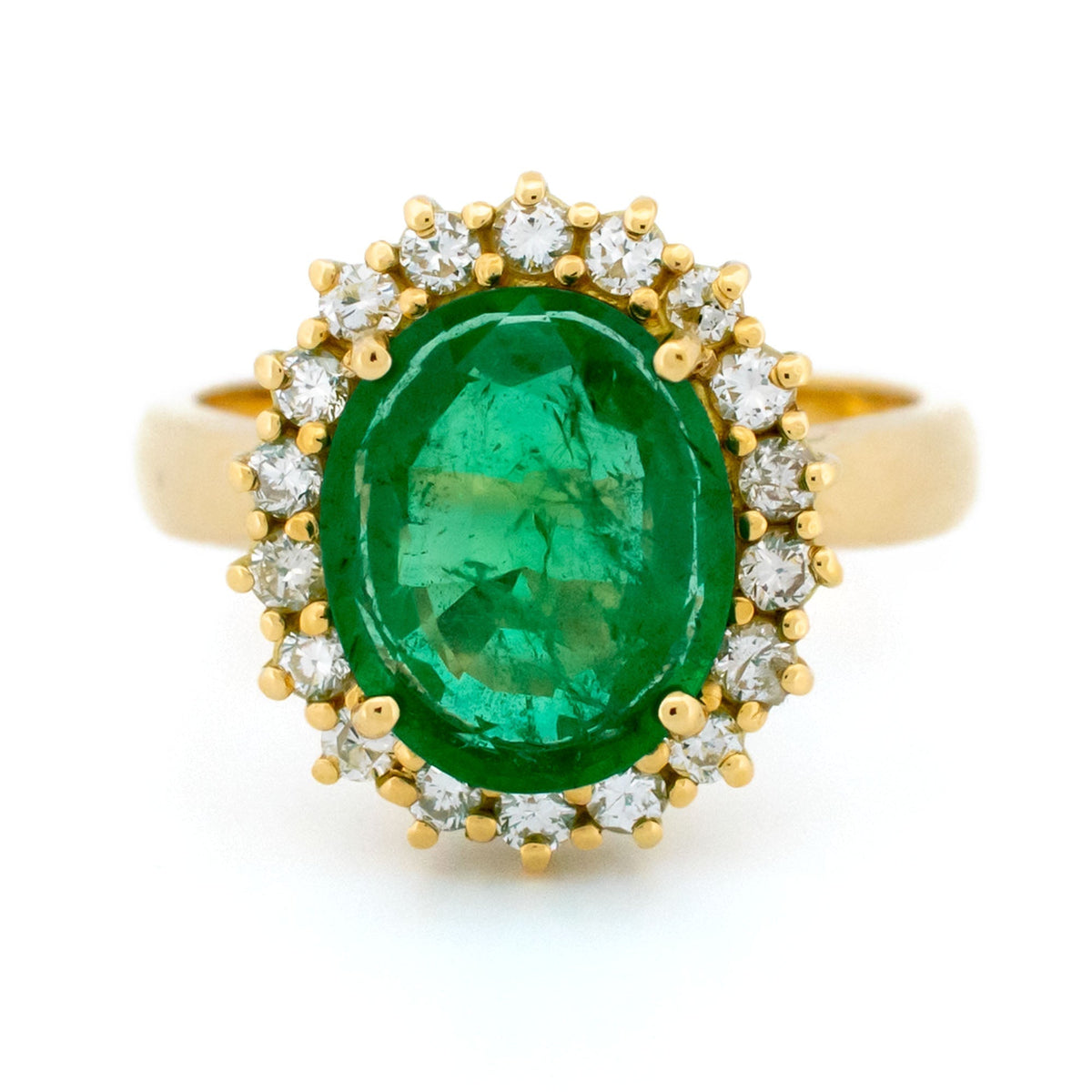 Diamond Emerald 18ct Cluster Ring