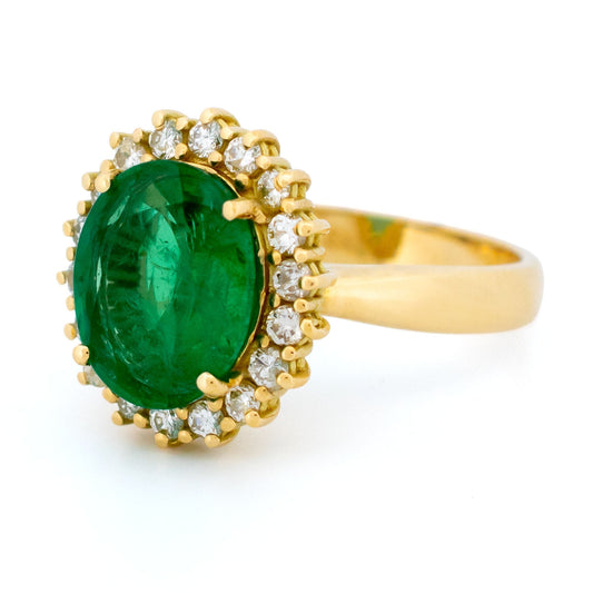 Diamond Emerald 18ct Cluster Ring