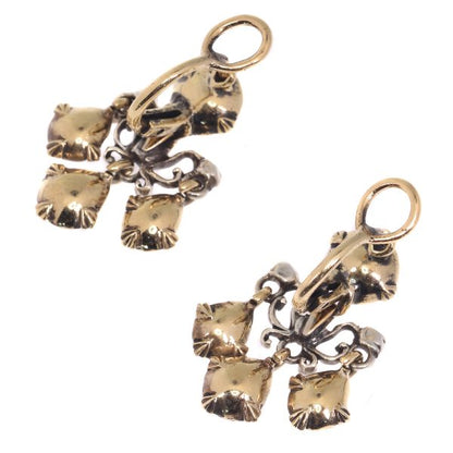 Antique Baroque Rose Cut Diamond Earrings, Silver and Gold, Circa 1700