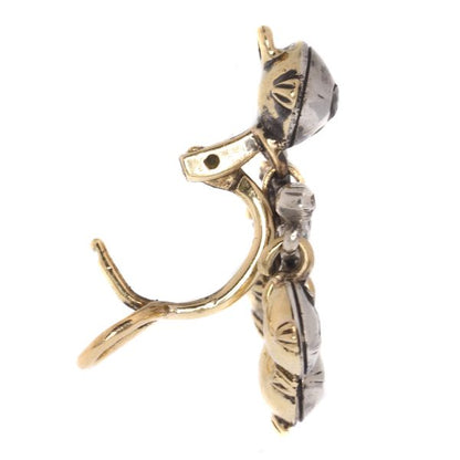 Antique Baroque Rose Cut Diamond Earrings, Silver and Gold, Circa 1700