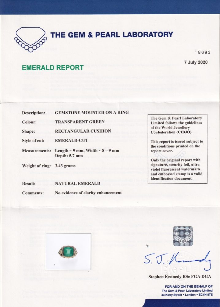 Antique Art Nouveau Rare Untreated 3.10ct Emerald Solitaire ring