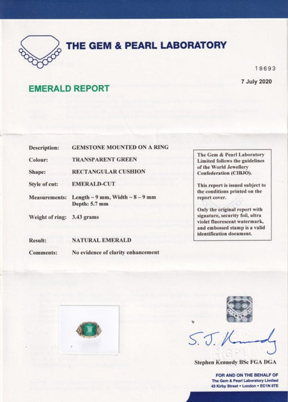 Antique Art Nouveau Rare Untreated 3.10ct Emerald Solitaire ring