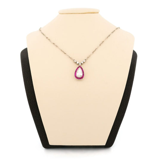 Vintage Diamond And Ruby Necklace In Platinum