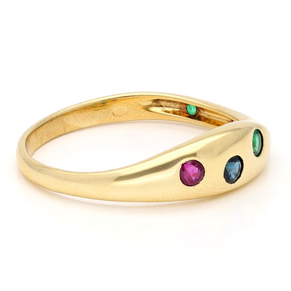 Diamond Emerald Sapphire 18k Gypsy Ring 19171-9735
