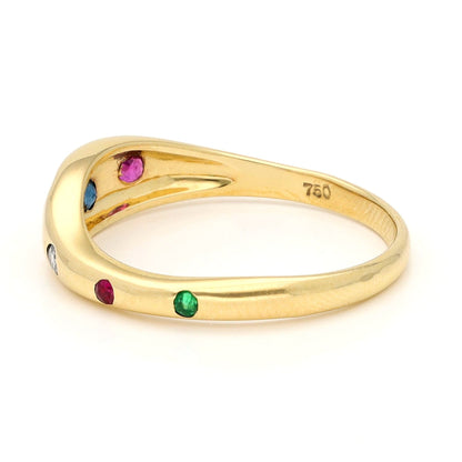 Diamond Emerald Sapphire 18k Gypsy Ring 19171-9735