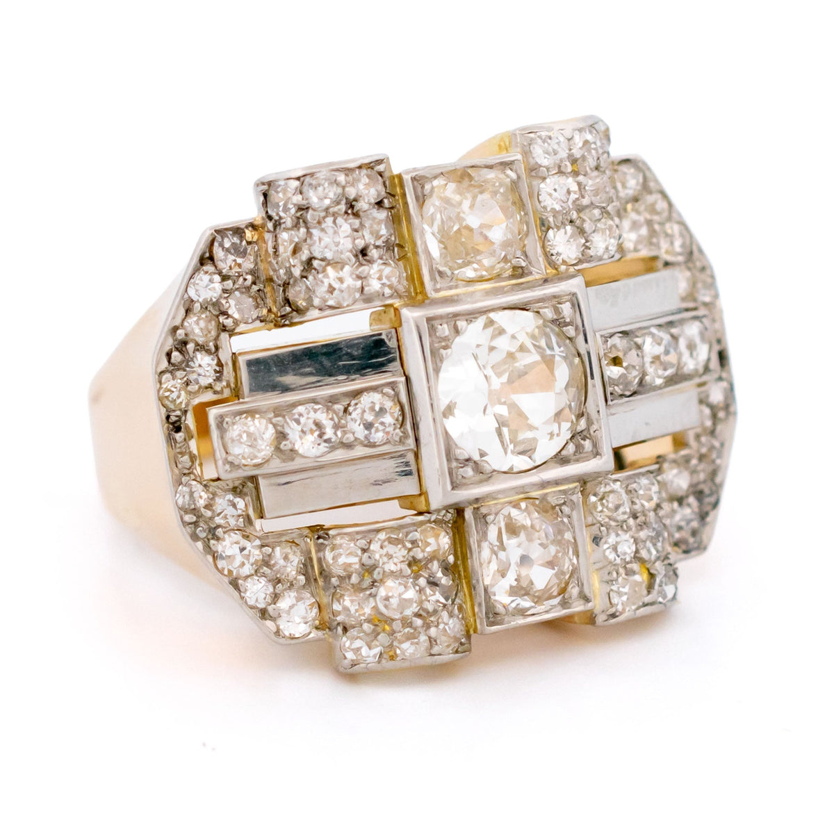Diamond 14k Platinum Geometric Plaque Ring 19174-9738