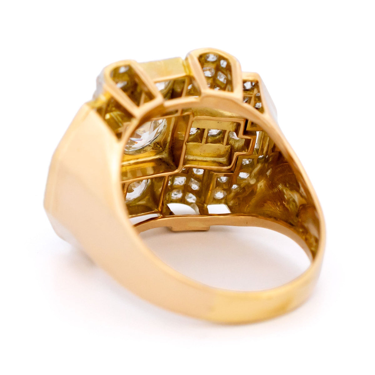 Diamond 14k Platinum Geometric Plaque Ring 19174-9738